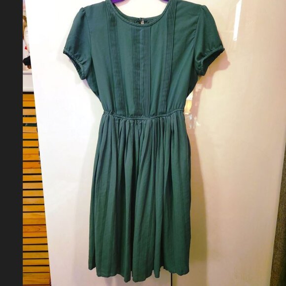 Chadwick's Vintage Kelly Green Skater Dress - Picture 1 of 6